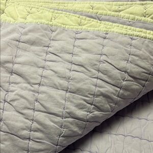 Pottery Barn Teen Light Gray and Soft Green Quilt